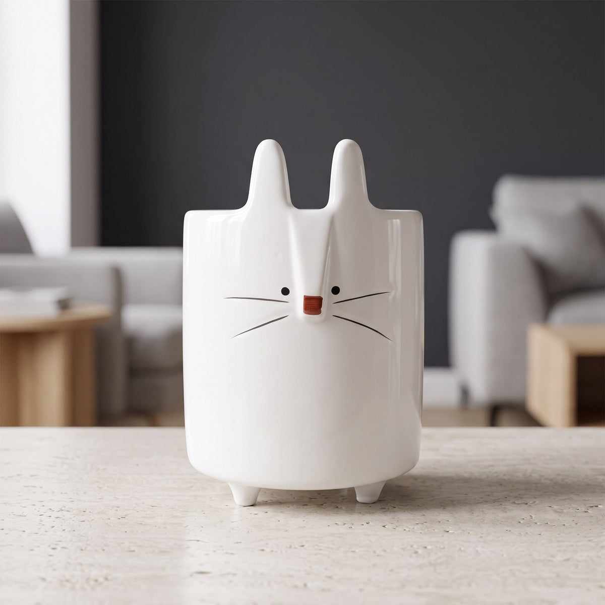 15cm Ceramic White Rabbit Mini Plant Pot