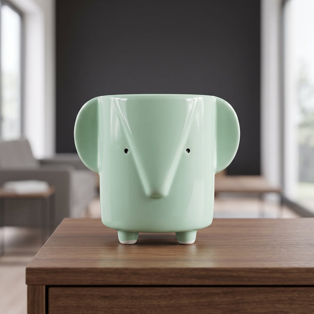 13cm Ceramic Blue Elephant Planter