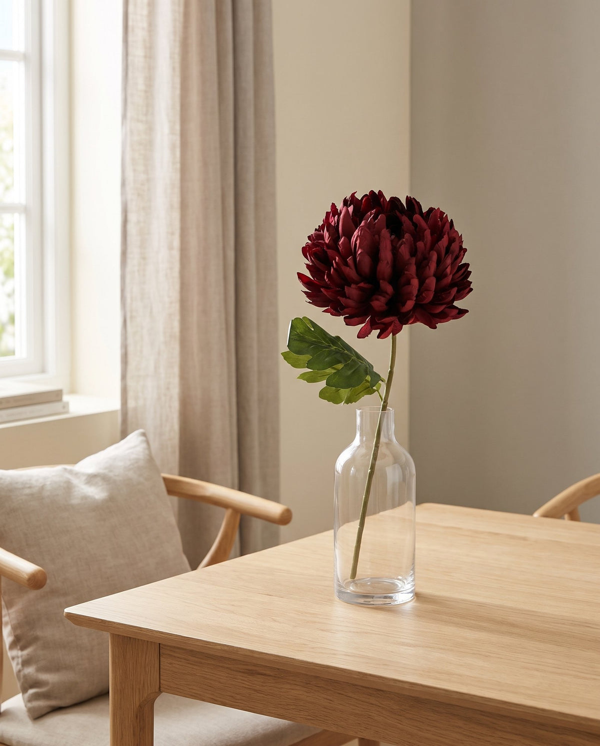 75cm Extra Large Reflex Chrysanthemum - Red styled in a room