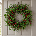 60cm (24") Large Luxury Christmas Mistletoe Leaf and Red Berry Floristry Wreath