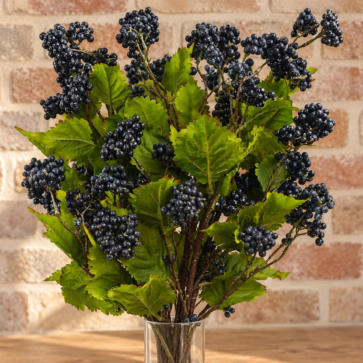 6x 65cm Grape Leaf Foliage Spray with Berries Artificial styled in a room