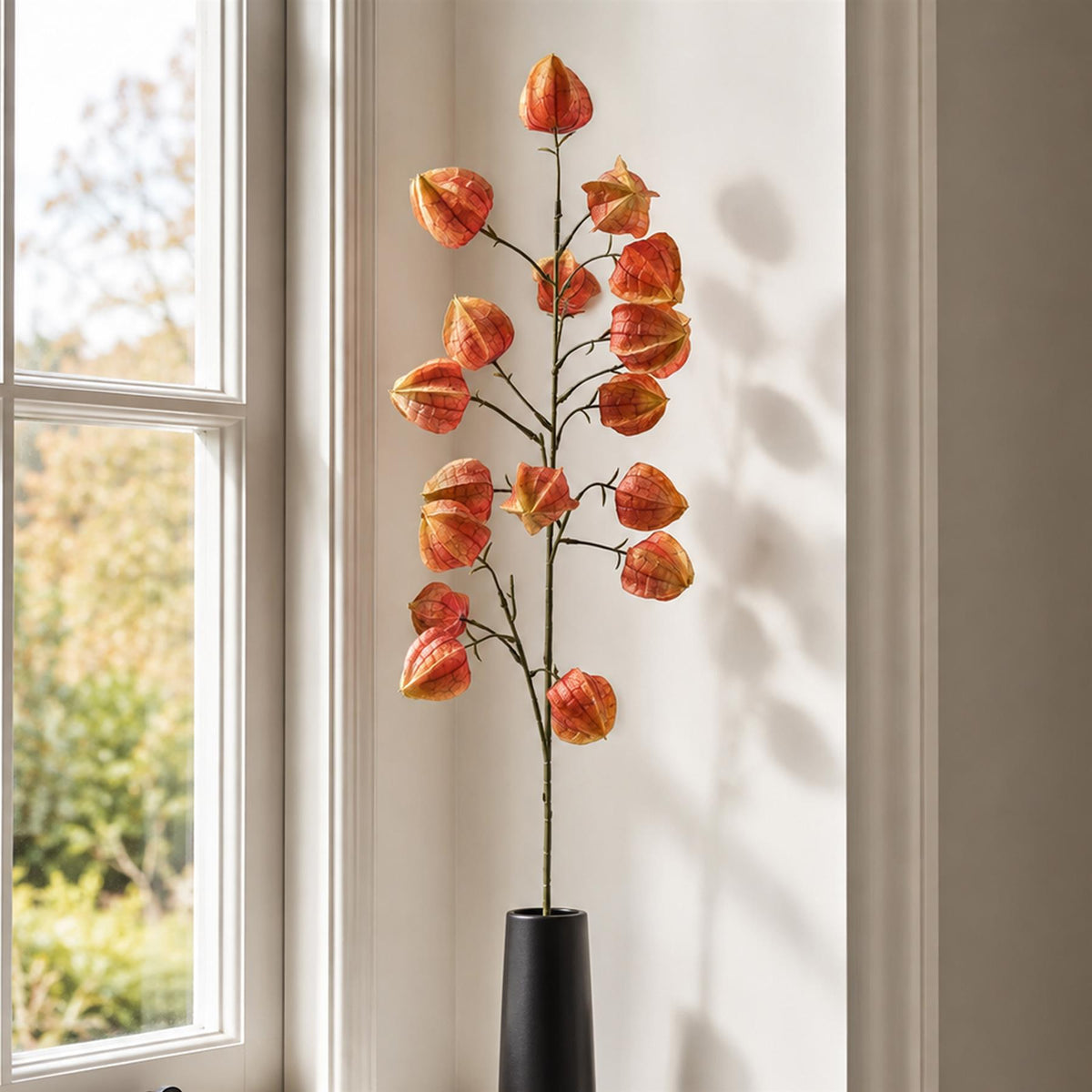 100cm Artificial Orange Chinese Lantern Physalis Spray