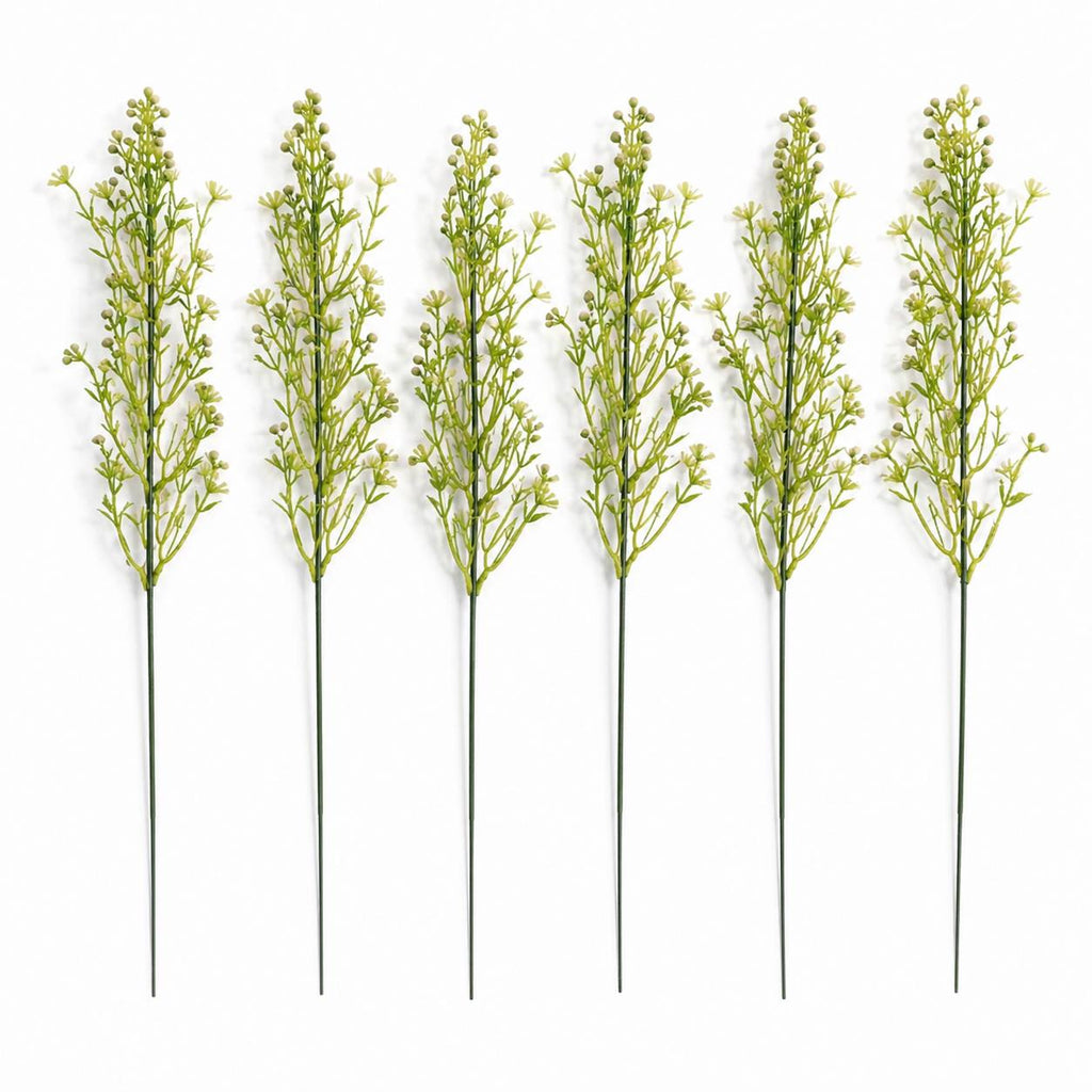 Pack of 6 x 48cm Artificial Wild Berry Blossom Spray Stem Faux Green Floral Filler