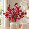 Pack of 6 x 80cm Dark Pink Artificial Mini Orchid Stem styled in a room