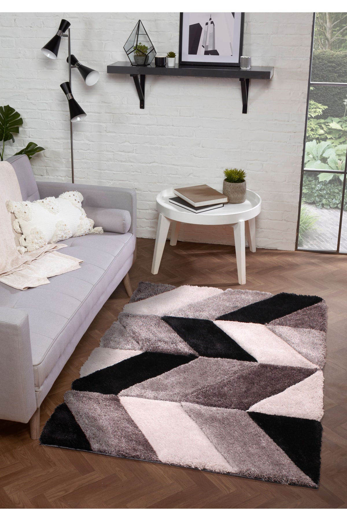 3D Carved Blazon Grey Rug