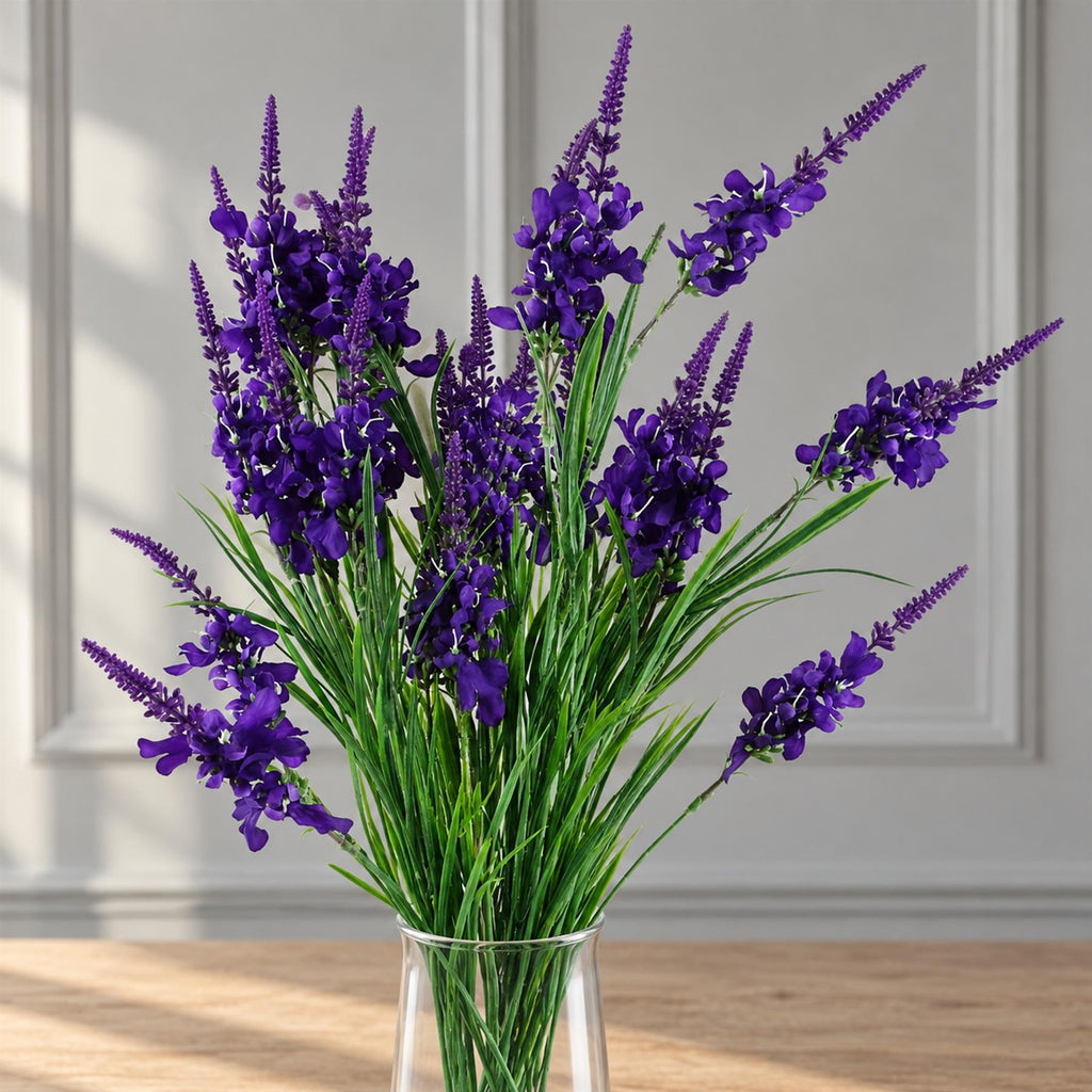 Pack of 6 x 80cm Purple Larkspur Artifical Stem styled in a room