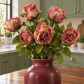 Pack of 6 x 70cm Artificial Dark Pink Rose styled in a room