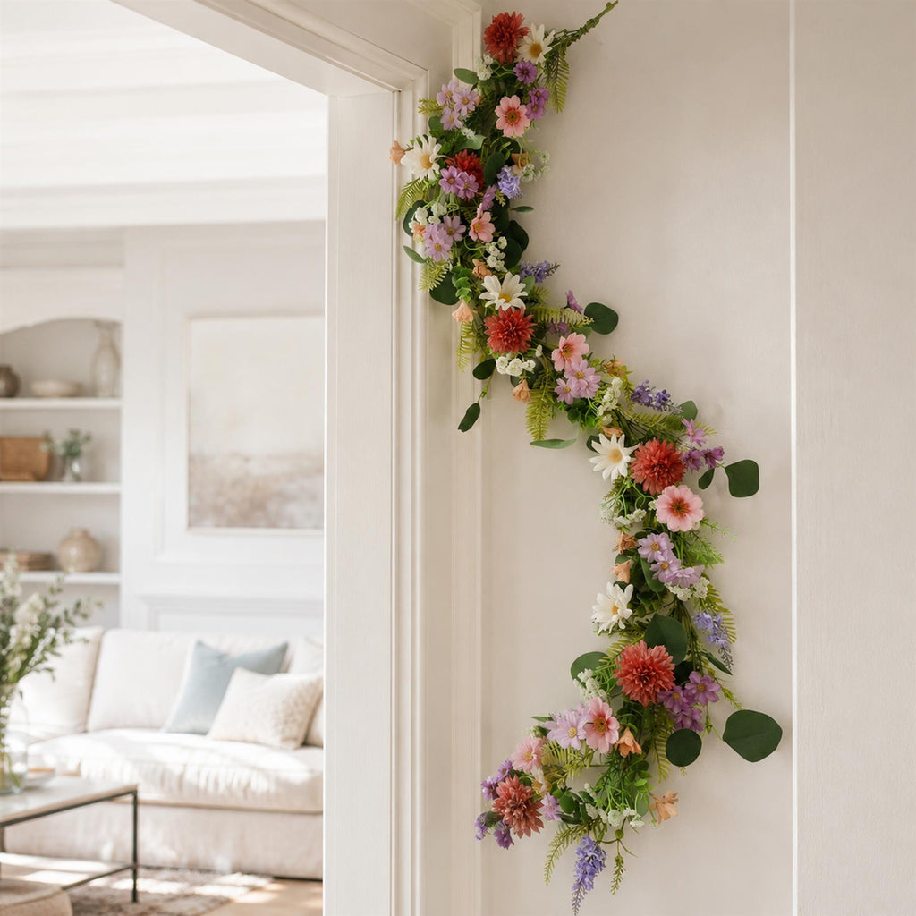 155cm Artificial Pink Meadow Flower Garland