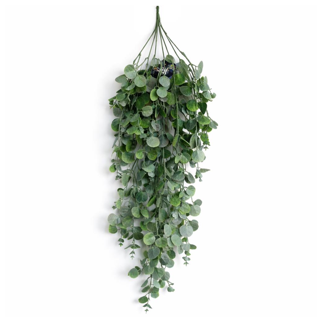75cm Artificial Trailing Round Leaf Hanging Foliage Plant - Soft Eucalyptus Green