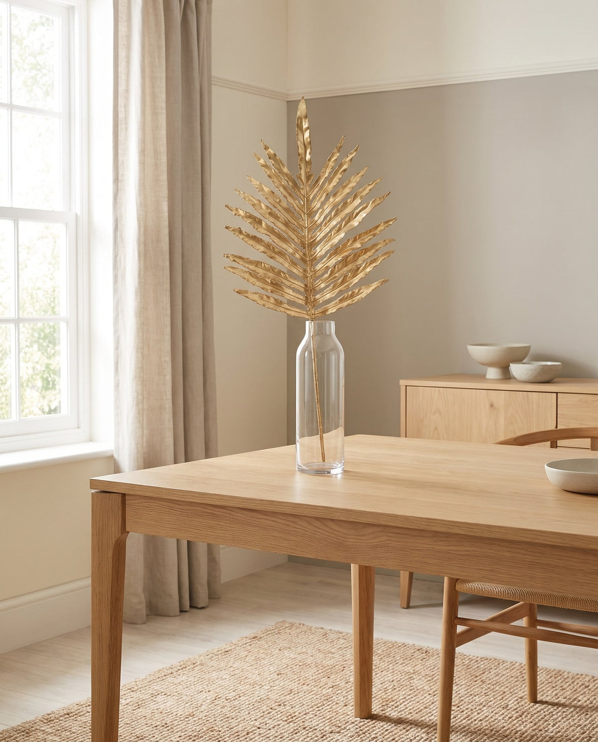 95cm Gold Palm Leaf styled in a room