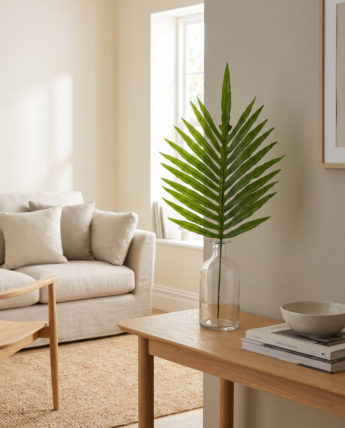 95cm Green Palm Leaf styled in a room
