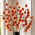 Pack of 6 x 100cm Artificial Orange Chinese Lantern Physalis Sprays