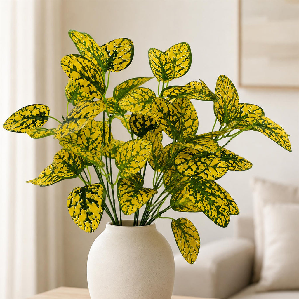 30cm Artificial Yellow Variegated Leaf Spray