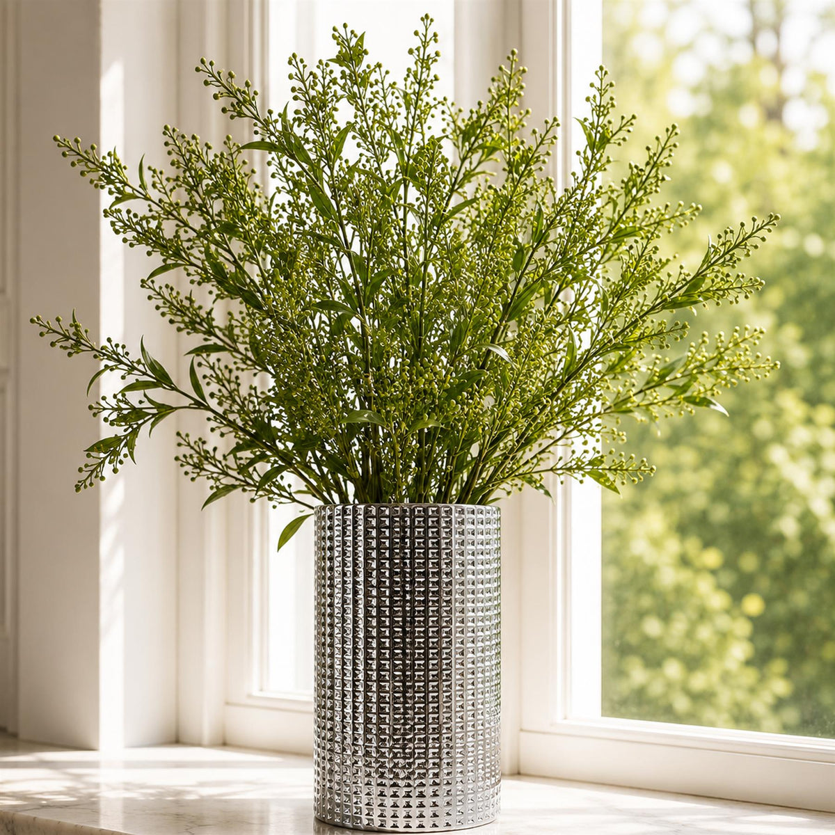 Pack of 6 x 96cm Artificial Green Leaf and Seed Foliage Sprays