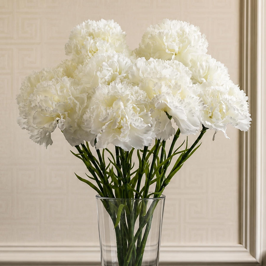 Pack of 6 x 57cm White Carnation Artificial Flowers