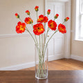 Pack of 6 x 100cm Artificial Poppy Stem - 2 Flowers styled in a room