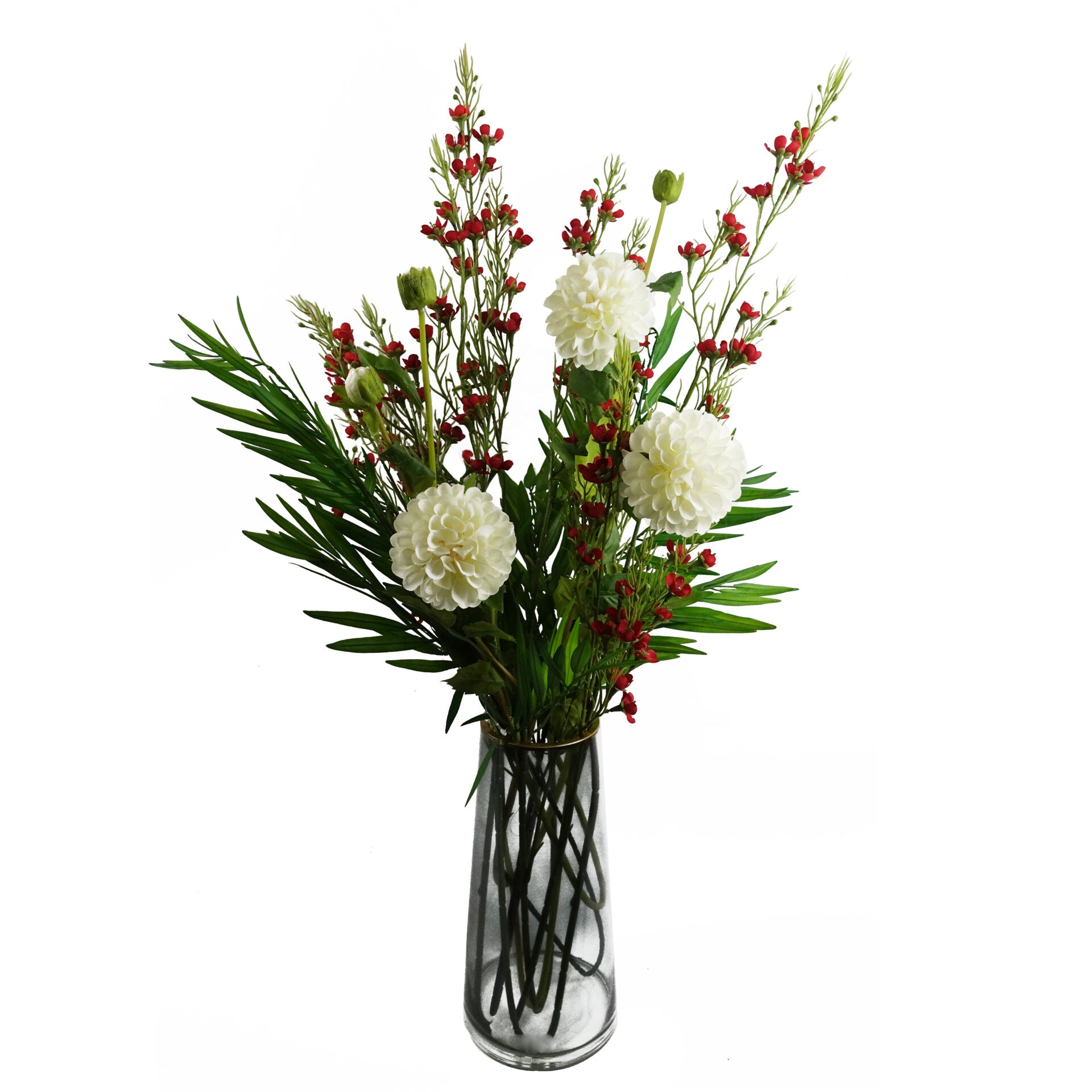 75cm Artificial Dahlia PomPom Flower Stem Cream