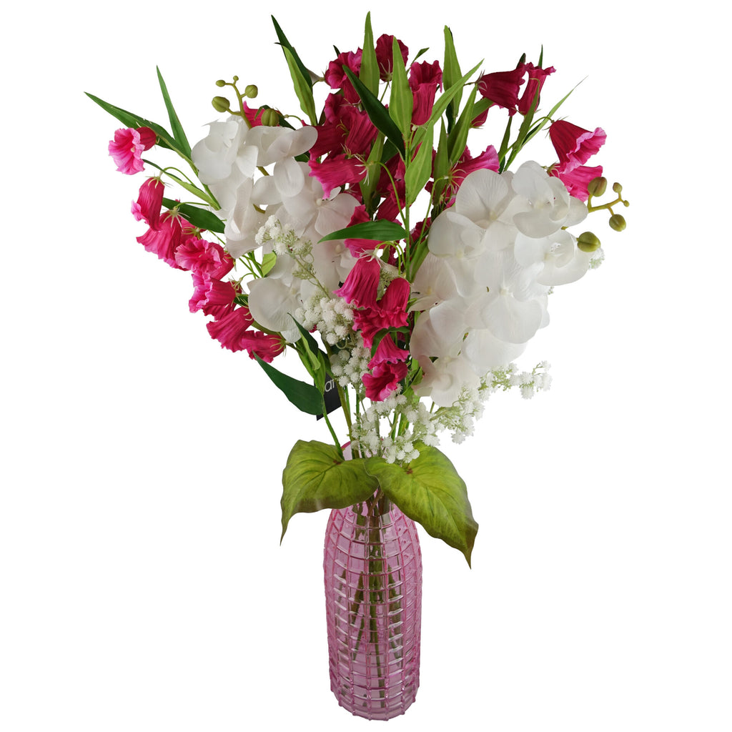 Pack of 6 x 100cm Trumpet Artificial Flower Stem Fuchsia Pink