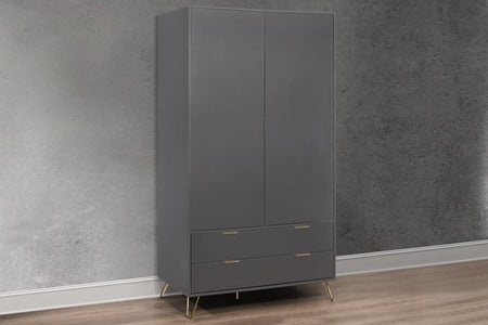 2 Door 2 Drawer Wardrobe Charcoal