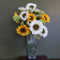 80cm White and Yellow Sunflower Mix Glass Vase
