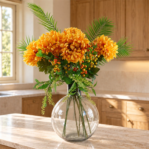 100cm Yellow Chrysanthemum Glass Ball Vase
