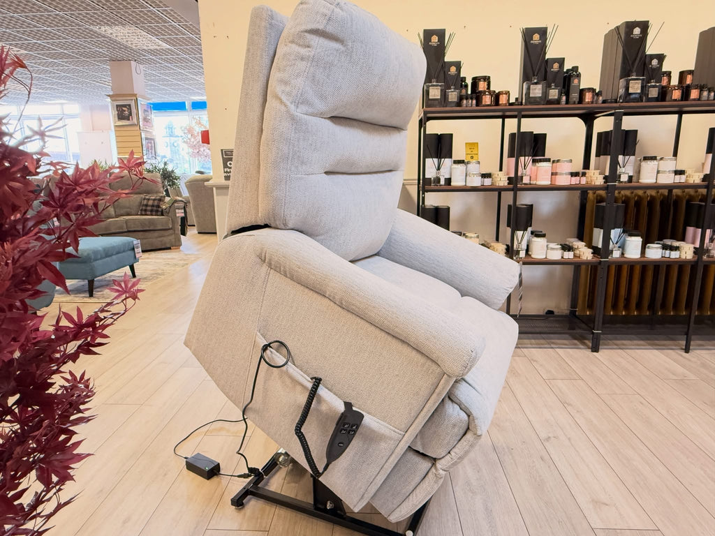 Serenity Lift & Rise Recliner Chair – Soft Silver Grey Fabric
