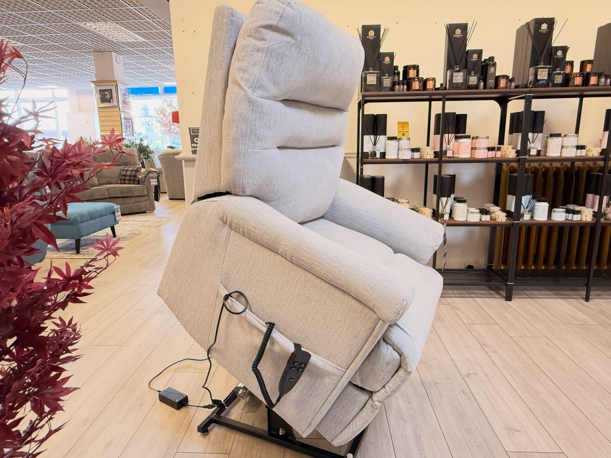 Serenity Lift & Rise Recliner Chair – Soft Silver Grey Fabric