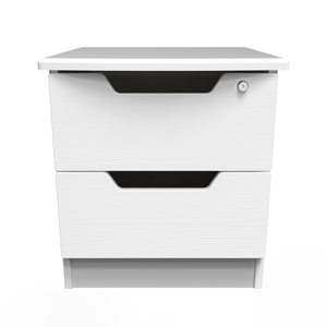 2 Drawer Bedside Cabinet - With Lock