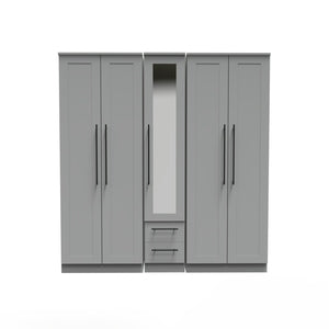 Tall 5 Door 2 Drawer Centre Mirror Robe