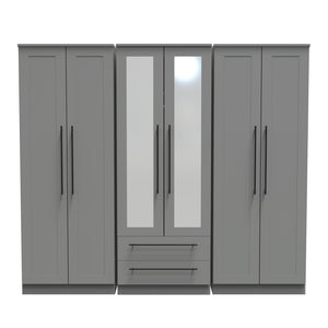 Tall 6 Door 2 Drawer Centre Mirror Robe