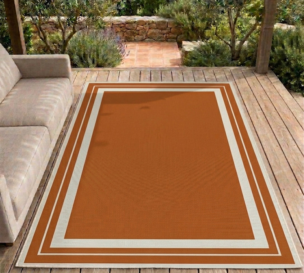 Terrace Border Terracotta Rug