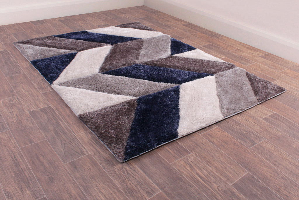 3D Carved Blazon Navy Rug