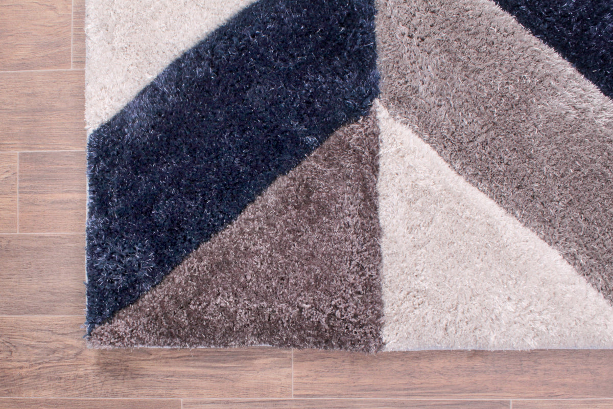 3D Carved Blazon Navy Rug