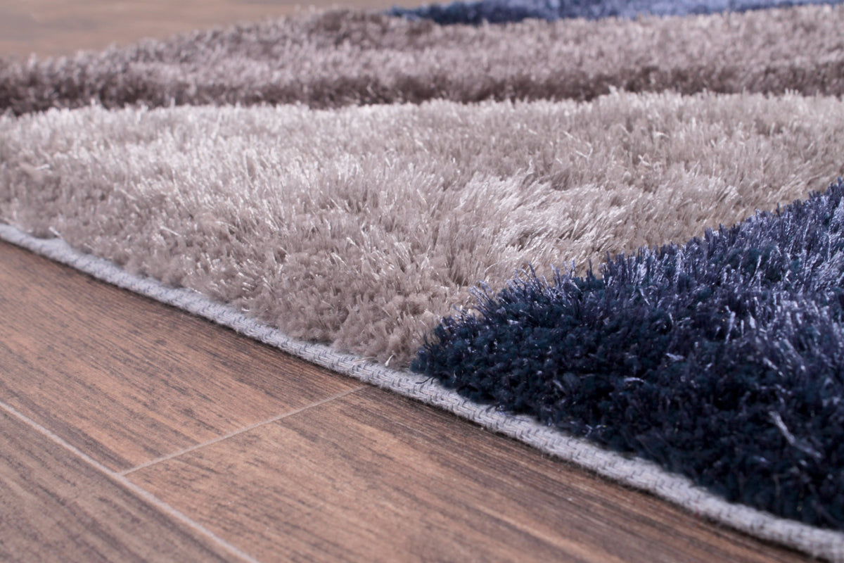 3D Carved Blazon Navy Rug