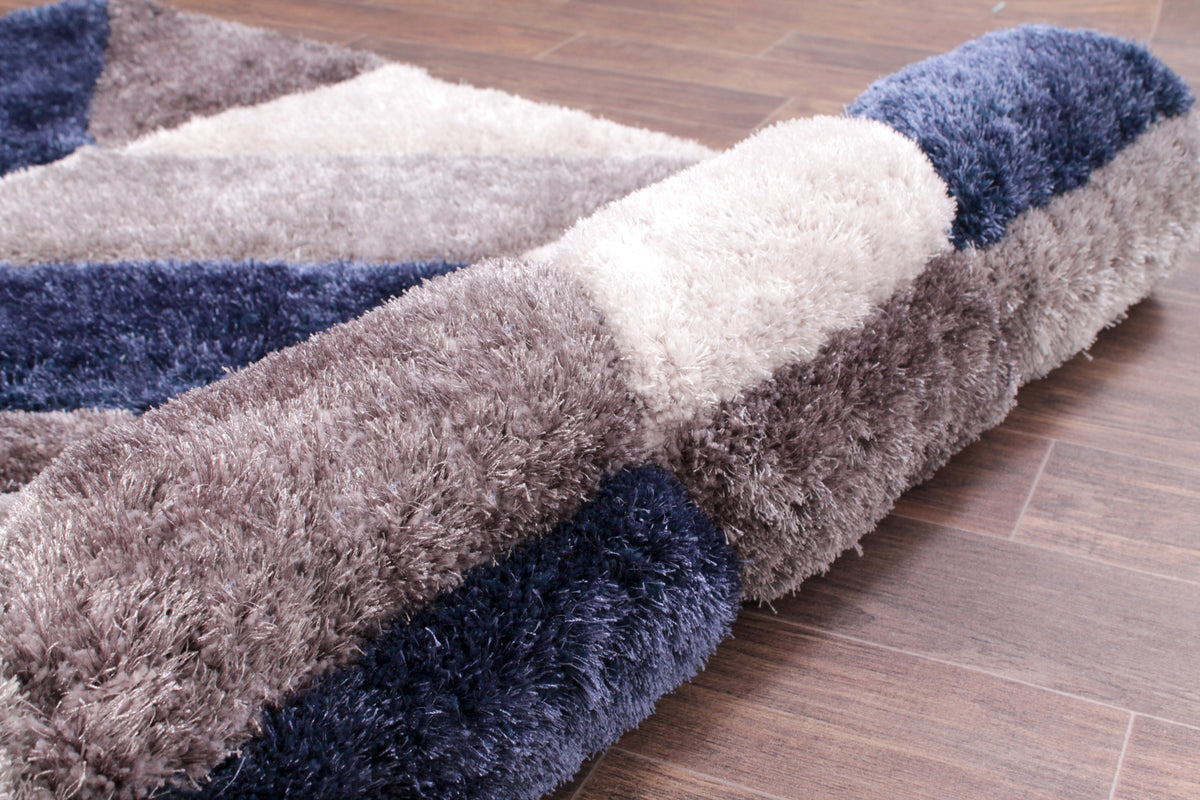 3D Carved Blazon Navy Rug