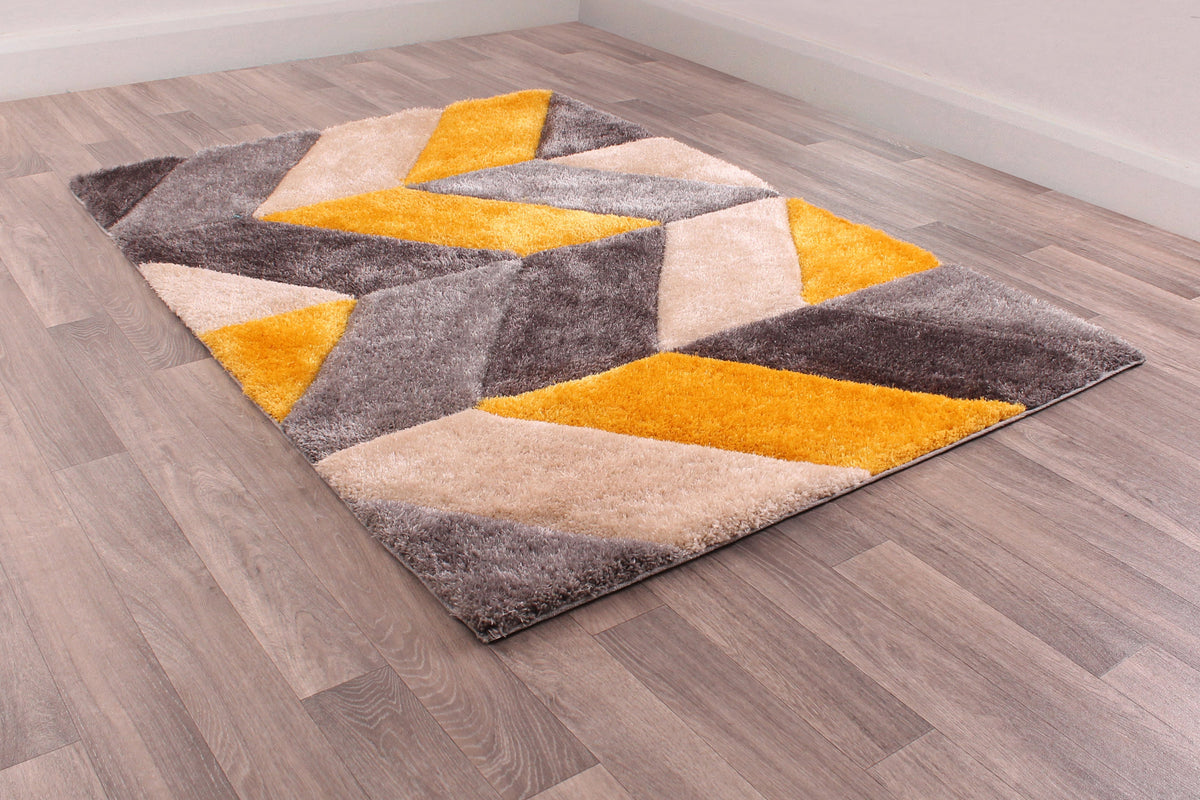 3D Carved Blazon Ochre Rug