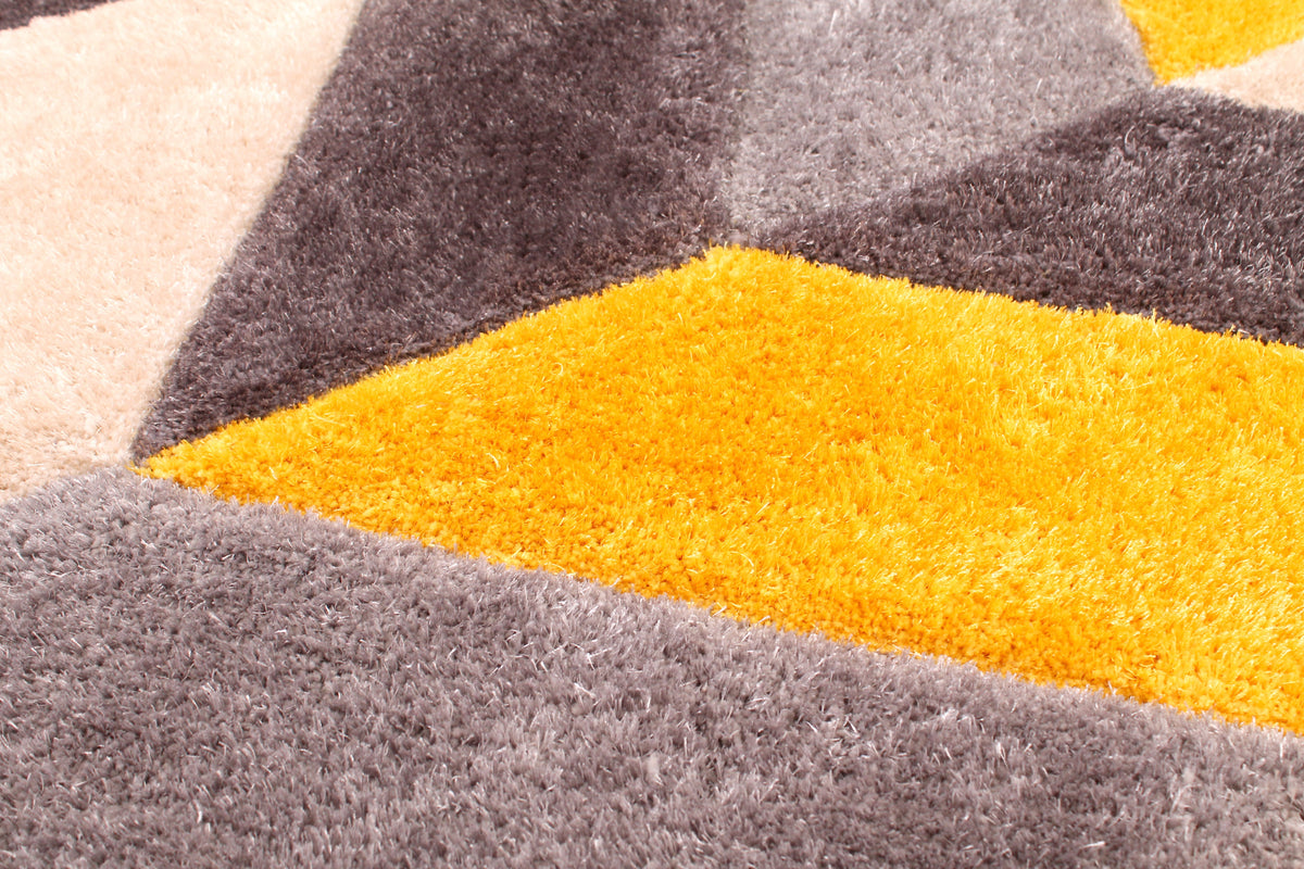 3D Carved Blazon Ochre Rug
