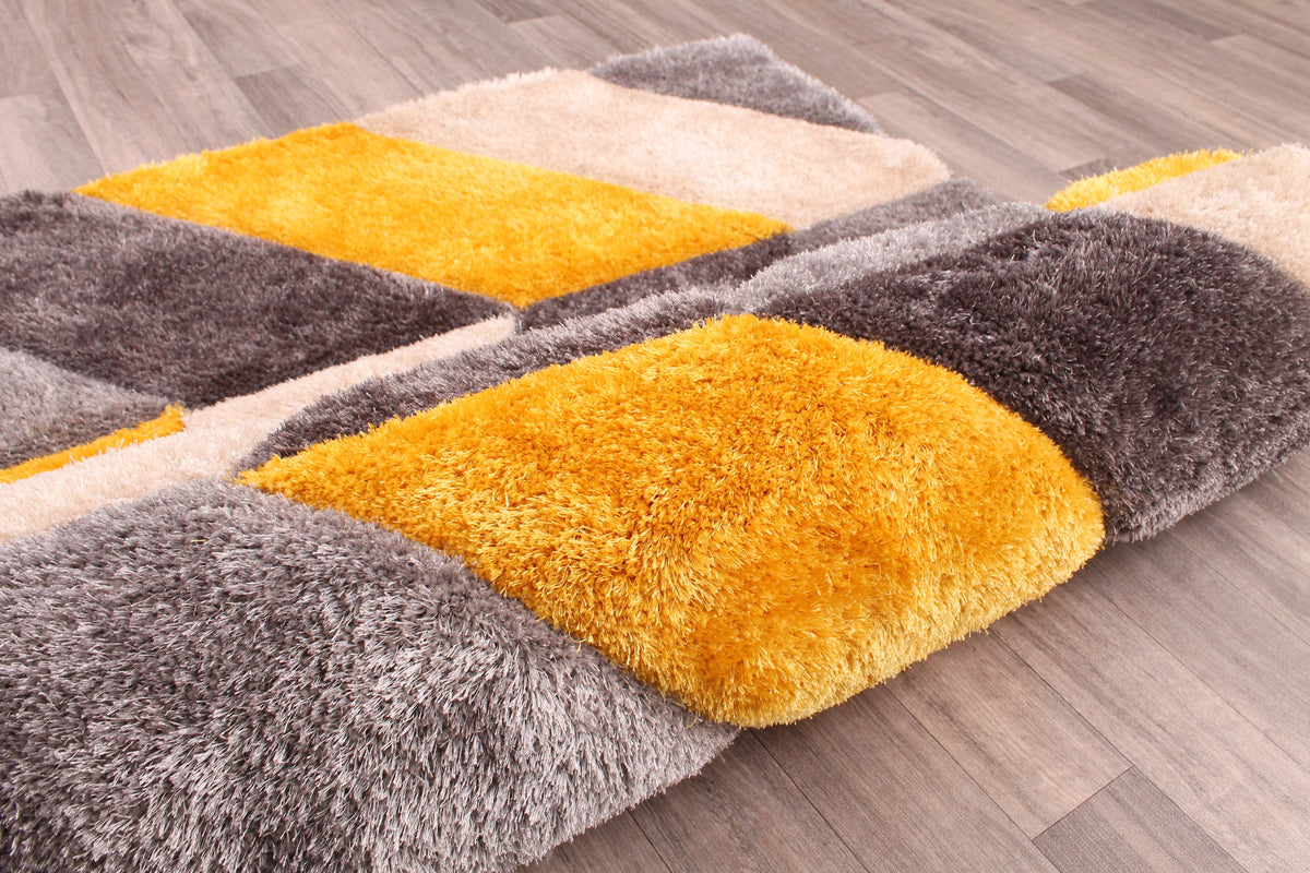 3D Carved Blazon Ochre Rug