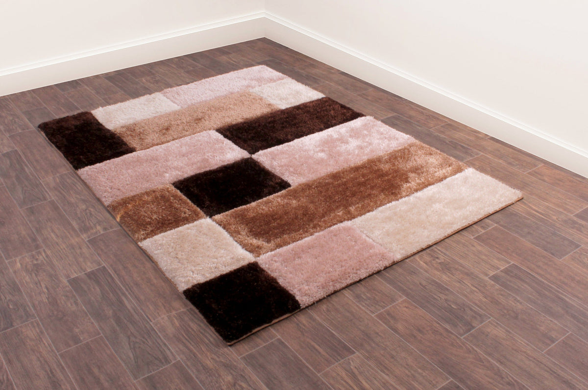 3D Carved Blocks Natural Rug