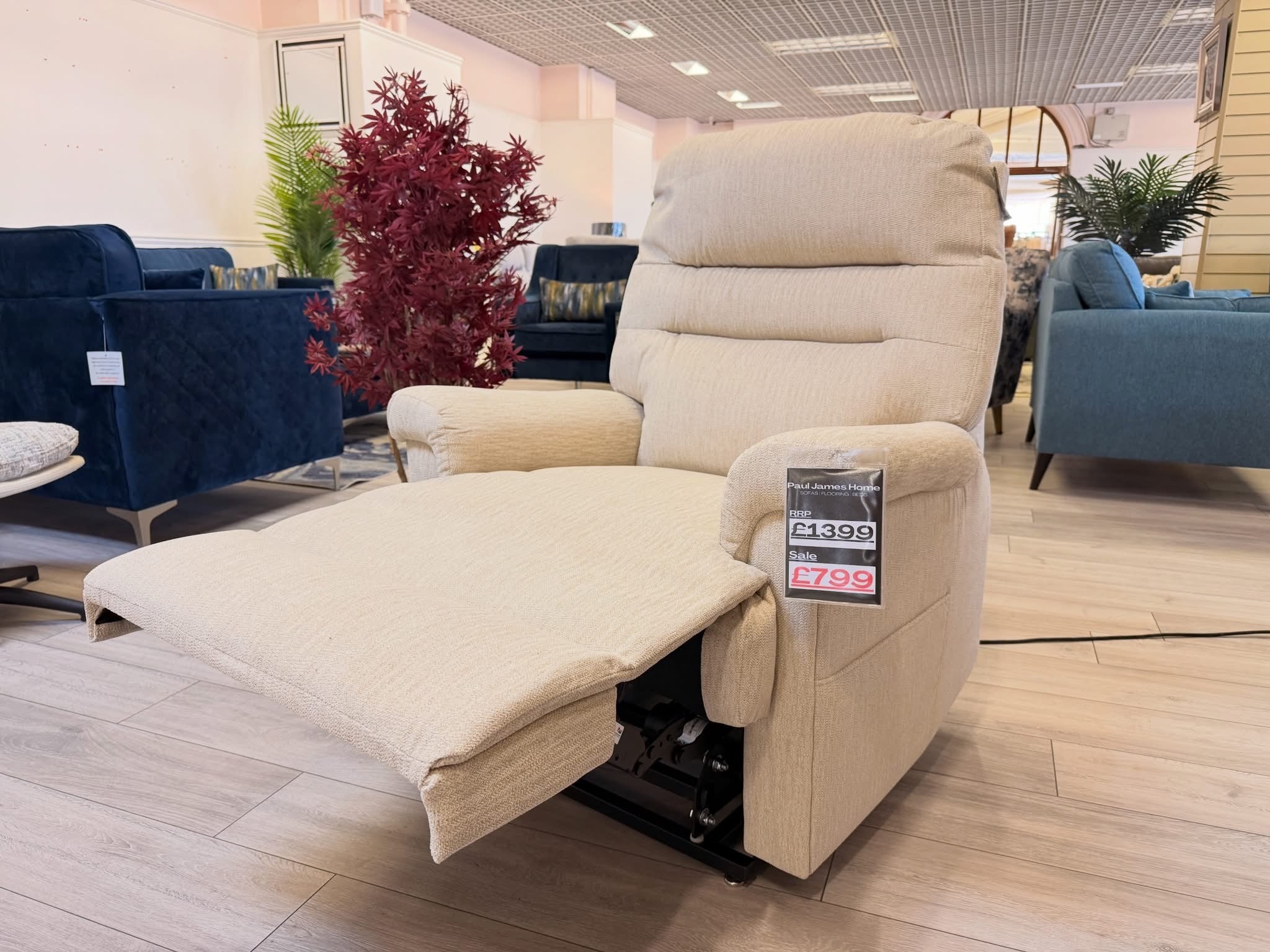 Serenity Lift & Rise Recliner Chair – Natural Beige Fabric