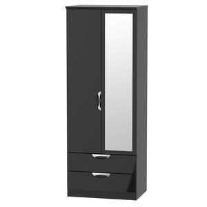 Tall 2ft6in 2 Drawer Mirror Robe