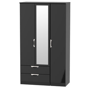 Tall Triple 2 Drawer Mirror Robe