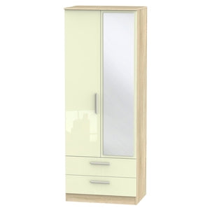 Tall 2ft6in 2 Drawer Mirror Robe
