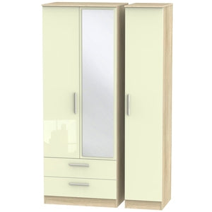 Tall Triple 2 Drawer Mirror Robe