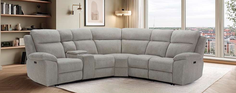 Clayton Oatmeal corner group reclined