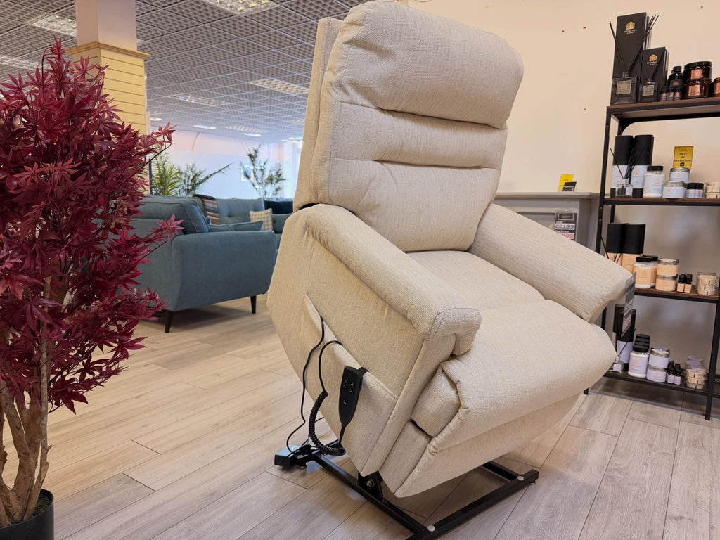 Serenity Lift & Rise Recliner Chair – Natural Beige Fabric