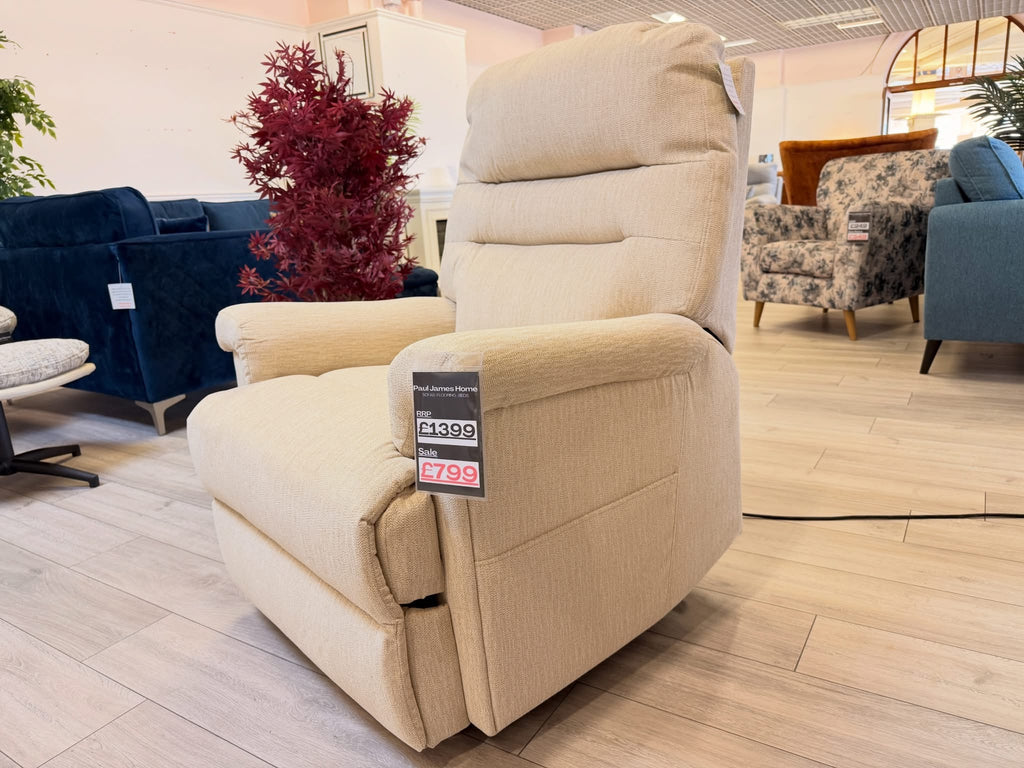 Serenity Lift & Rise Recliner Chair – Natural Beige Fabric