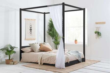 Four Poster Double Bed Black