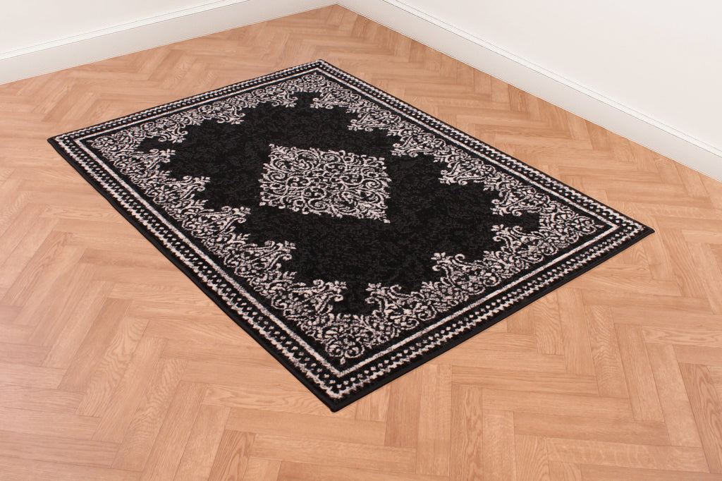 Traditional Poly Douglas Black Rug
