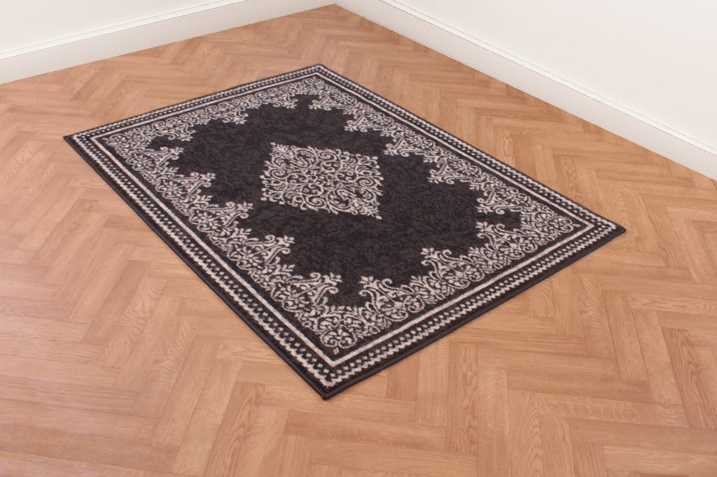 Traditional Poly Douglas Dark Grey Rug
